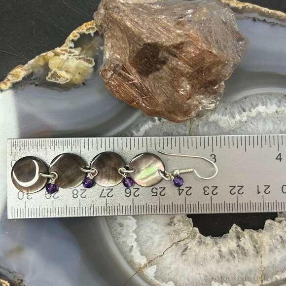Carolyn Pollack Sterling Brownish-Gray MOP & Amethyst Dangle Earrings For Women